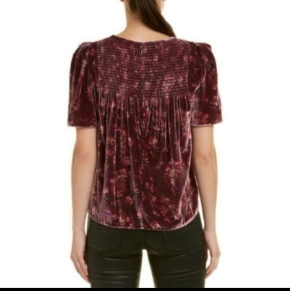 Rebecca Taylor Plum Jewel Velvety Smocked Top - Picture 4 of 15